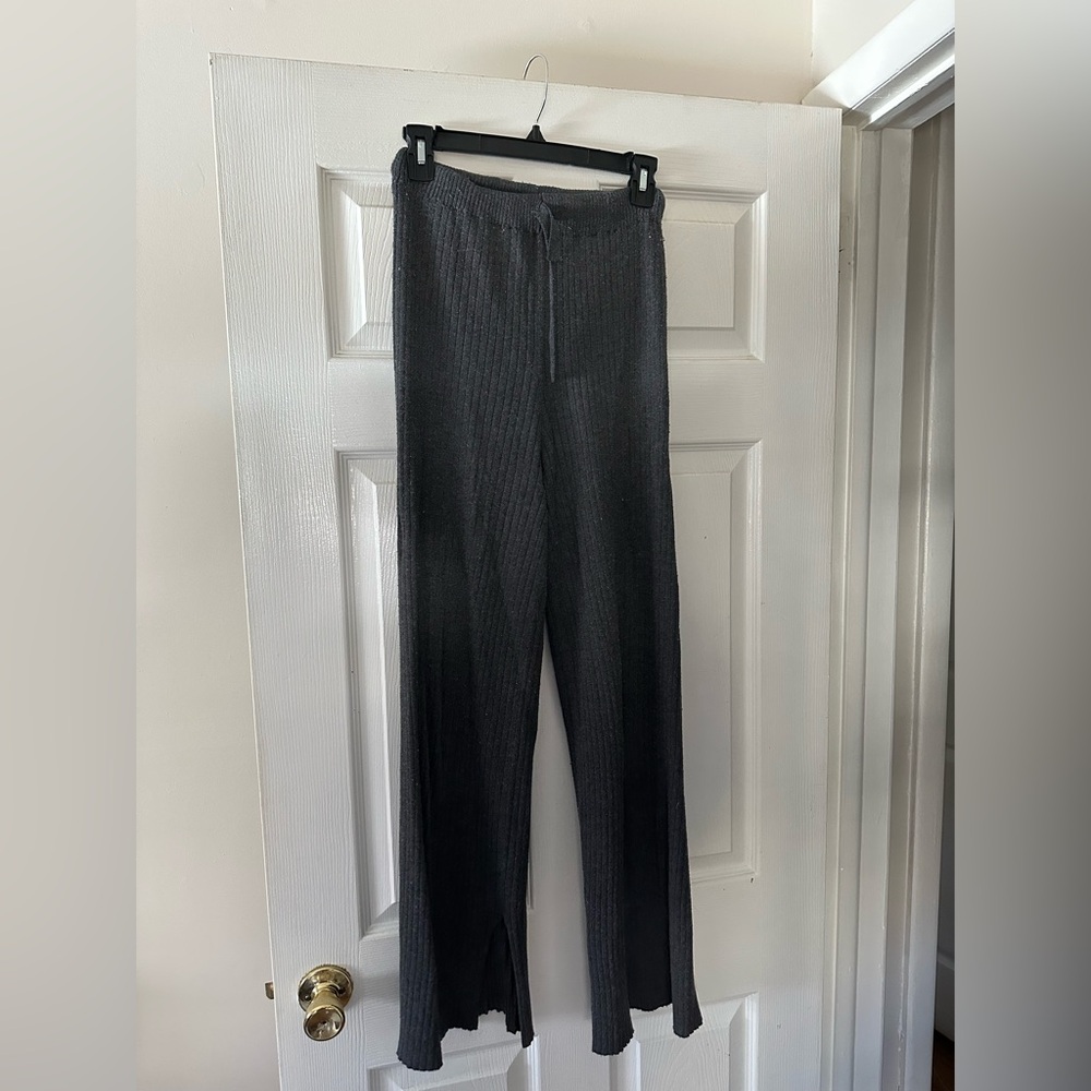 Women's Gray Ribbed cashmere Pants